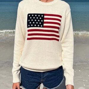 Brandy Melville Cream Sweater with Flag Design